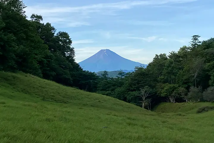 丸川峠の正面に見える富士山