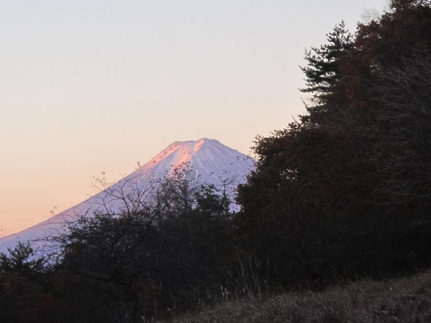 赤く染まった富士山